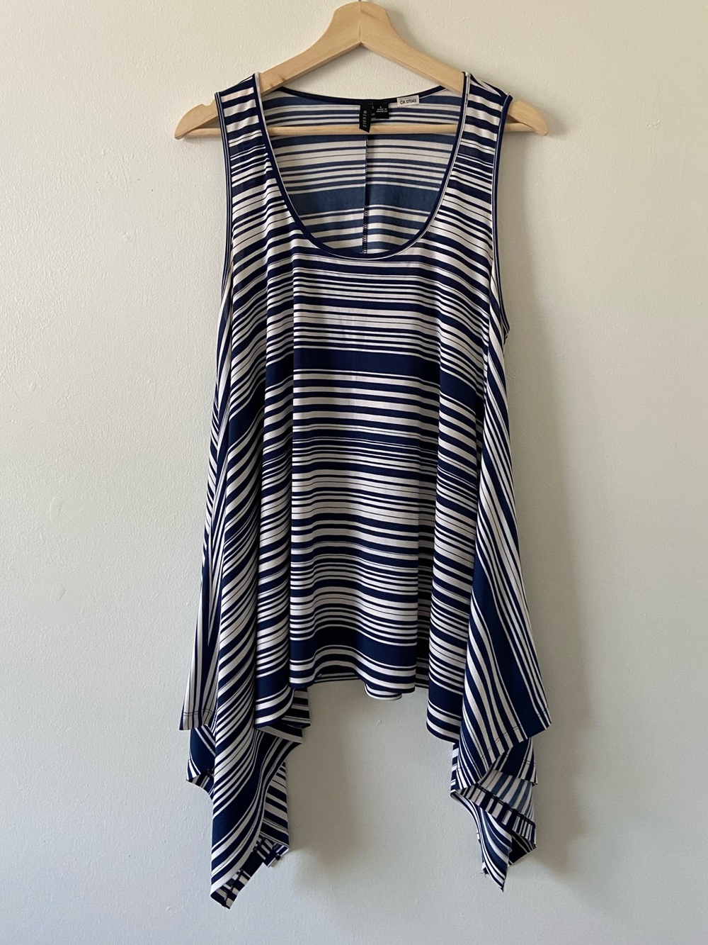 Sioni Striped Jersey Asymmetrical Tank Top